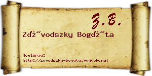 Závodszky Bogáta névjegykártya